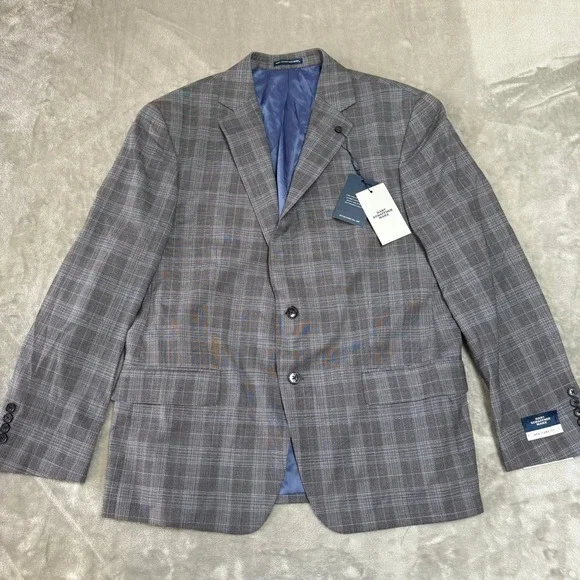 Chaqueta deportiva de lana con dos botones y cuadros